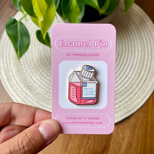 Media bottle enamel pin (pink)