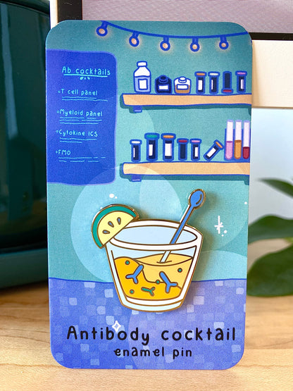 Antibody cocktail enamel pin