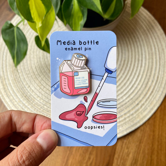 Media bottle enamel pin (blue)
