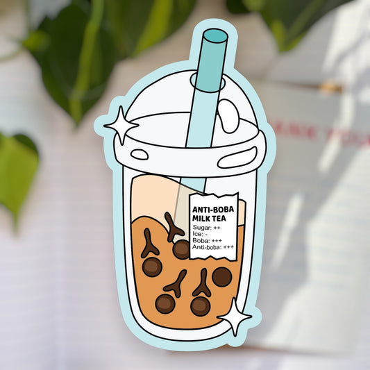 Anti-Boba Milk Tea Vinyl Sticker