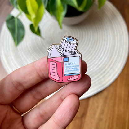 Media bottle enamel pin (blue)