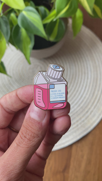 Media bottle enamel pin (blue)